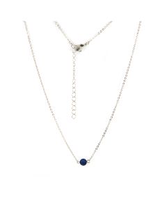 16" Necklace (Rhodium Plated) with 6mm Blue Druzy Bead  (1pc) (Was  £3.85 Now £1.925) NETT