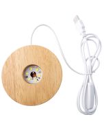 Light Box Round Wood LED Lamp Base Warm White USB Powered (1pc) NETT