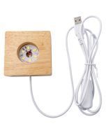 Light Box 7cm Square Wood Lamp Base White USB Cable (1pc) NETT