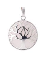 Rose Quartz Tree of Life Chrome Plated Pendant (1pc) NETT