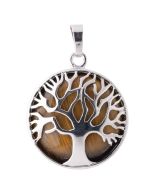 Tiger Eye Tree of Life Chrome Plated Pendant (1pc) NETT