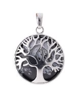 Snowflake Obsidian Tree of Life Chrome Plated Pendant (1pc) 