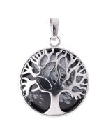 Snowflake Obsidian Tree of Life Chrome Plated Pendant (1pc) NETT