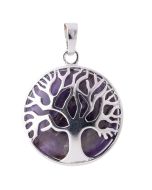 Amethyst Tree of Life Chrome Plated Pendant (1pc) NETT