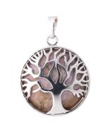 Rhodonite Tree of Life Chrome Plated Pendant (1pc) NETT