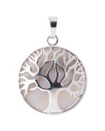 Striped Agate Tree of Life Chrome Plated Pendant (1pc) NETT