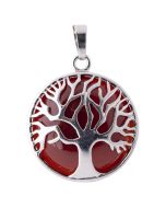 Carnelian Tree of Life Chrome Plated Pendant (1pc) 