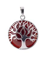 Carnelian Tree of Life Chrome Plated Pendant (1pc) NETT