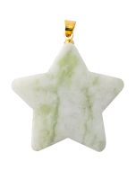 New Jade Flat Star Pendant with Gold Plated Bail (1pc) 