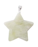 New Jade Flat Star Pendant with Silver Plated Bail (1pc) 