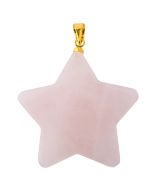 Rose Quartz Flat Star Pendant with Gold Plated Bail (1pc) NETT