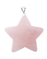 Rose Quartz Flat Star Pendant with Silver Plated Bail (1pc) NETT