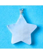 Rock Crystal Flat Star Pendant with Silver Plated Bail (1pc) 