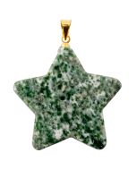 Green Snake Jade Flat Star Pendant with Gold Plated Bail (1pc) NETT