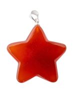 Carnelian Flat Star Pendant with Silver Plated Bail (1pc) 