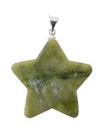 Serpentine Flat Star Pendant with Silver Plated Bail (1pc) 