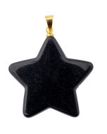 Black Obsidian Flat Star Pendant with Gold Plated Bail (1pc) NETT