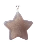 Grey Agate Flat Star Pendant with Silver Plated Bail (1pc) 