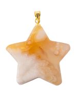 Flower Agate Flat Star Pendant with Gold Plated Bail (1pc) 