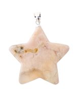Flower Agate Flat Star Pendant with Silver Plated Bail (1pc) NETT