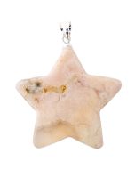 Flower Agate Flat Star Pendant with Silver Plated Bail (1pc) 
