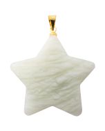 New Jade Puff Star Pendant with Gold Plated Bail (1pc) 