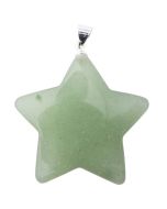 Green Aventurine Puff Star Pendant with Silver Plated Bail (1pc) NETT