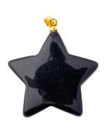 Black Obsidian Puff Star Pendant with Gold Plated Bail (1pc) 