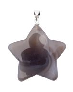 Grey Agate Puff Star Pendant with Silver Plated Bail (1pc) 