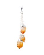 3 Citrine (Heat Treated) Dangle Charms Pendant, Silver Plated (1pc) NETT