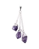 Amethyst 3pc Dangle Charms Pendant, Silver Plated (1pc) NETT