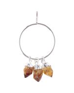 Circle Pendant with 3 Citrine (Heat Treated) Dangles Charms, Silver Plated (1pc) NETT