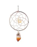 Dream Catcher Pendant with Citrine (Heat Treated) Dangle Charm, Silver Plated (1pc) NETT