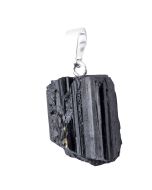 Rough Tourmaline Pendant Silver Plated Bail (1pc) NETT