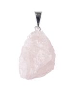 Rough Rose Quartz Pendant Silver Plated Bail (1pc) NETT