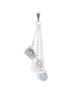 3 Aquamarine Dangle Charms Pendant, Silver Plated (1pc) NETT