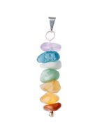 Stacked Chakra Tumbletone Pendant, Silver Plated (1pc) NETT