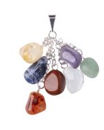 Chakra Tumblestone Chain Pendant with Bail, Silver Plated (1pc) NETT