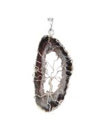 Geode Slice & Wire Tree Pendant, Silver Plated (1pc) NETT