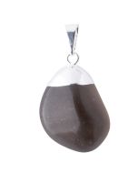 Smoky Quartz Tumblestone Pendant, Silver Plated (1pc) NETT