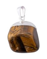 Tiger Eye Tumblestone Pendant, Silver Plated (1pc) NETT