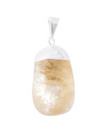 Citrine (Heat Treated) Tumblestone Pendant, Silver Plated (1pc) NETT