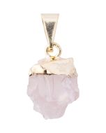 Rough Rose Quartz Pendant approx. 10mm, Gold Electroplated (1pc) NETT