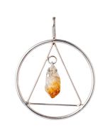 Circle & Triangle Pendant with Citrine (Heat Treated) Point, Silver Plated (1pc) NETT