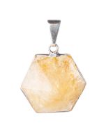 Citrine (Heat Treated) Hexagonal Charm Pendant, Silver Plated (1pc) NETT