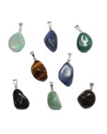 Assorted Tumblestone Gem Pendants, Silver Plated (8pcs) NETT