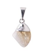 Mini Citrine (Heat Treated) Tumblestone Charm, Silver Plated (1pc) NETT