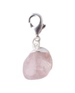 Mini Rose Quartz Tumblestone Charm, Silver Plated (1pc) NETT