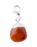 Mini Carnelian Tumblestone Charm, Silver Plated (1pc) NETT