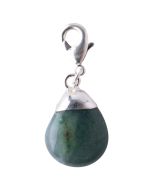 Mini Green Agate Tumblestone Charm, Silver Plated (1pc) NETT
